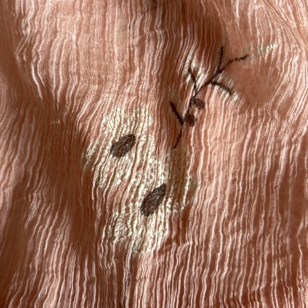 G Delicate Floral Peach Scarf. Polyester. 86 x 28